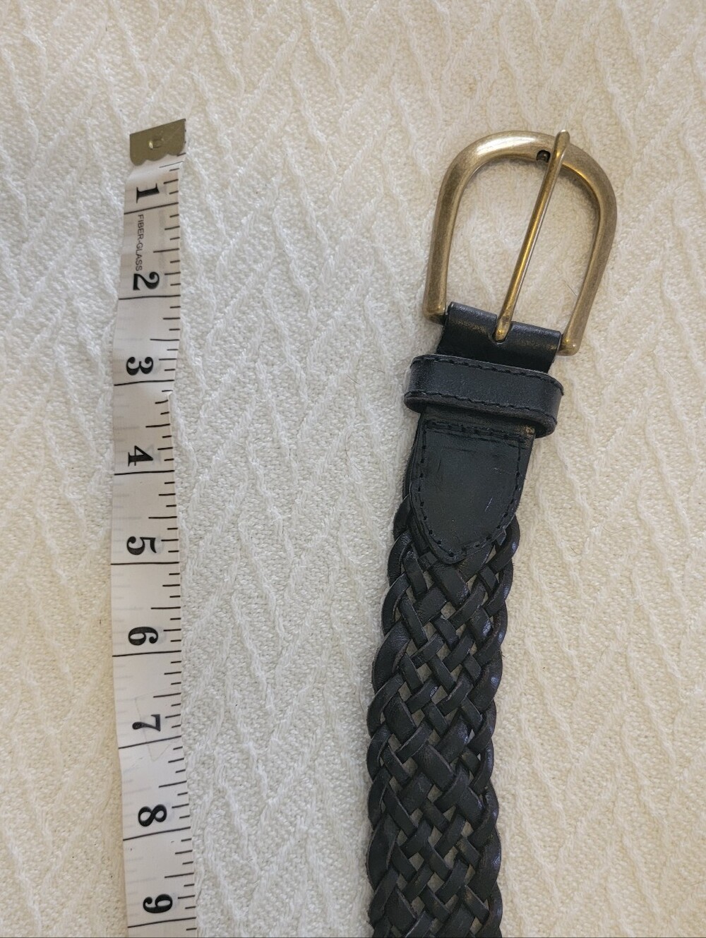 Vintage DOCKERS Black Braided Leather Belt with Brass Buckle